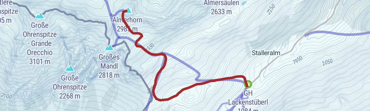 Route map: Skitour Almerhorn 2.985m